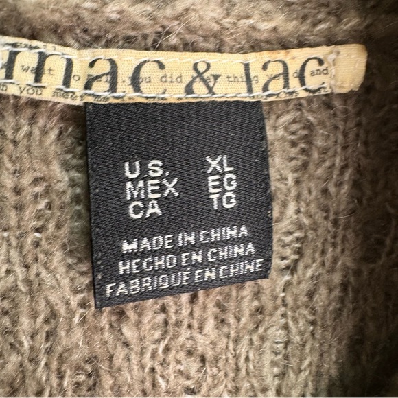 Mac & Jac Tan Wool Mohair Turtleneck Bell Sleeve Sweater Size XL - Picture 10 of 12